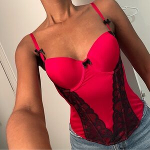 Red Lace Bustier Top